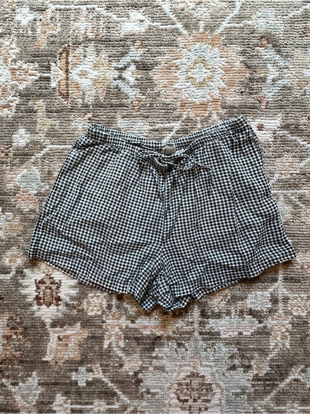 a new day Black & White Gingham High Waist Drawstring Shorts